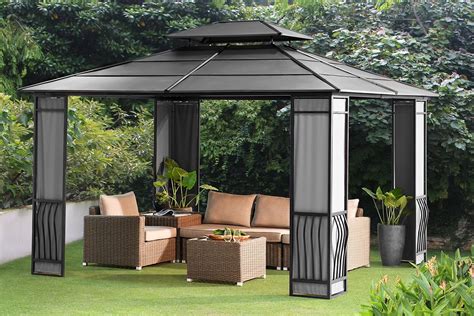 It has 4 sides and is built and designed so one person can erect (or take it down) in less than one minute. . Amazon gazebo sale